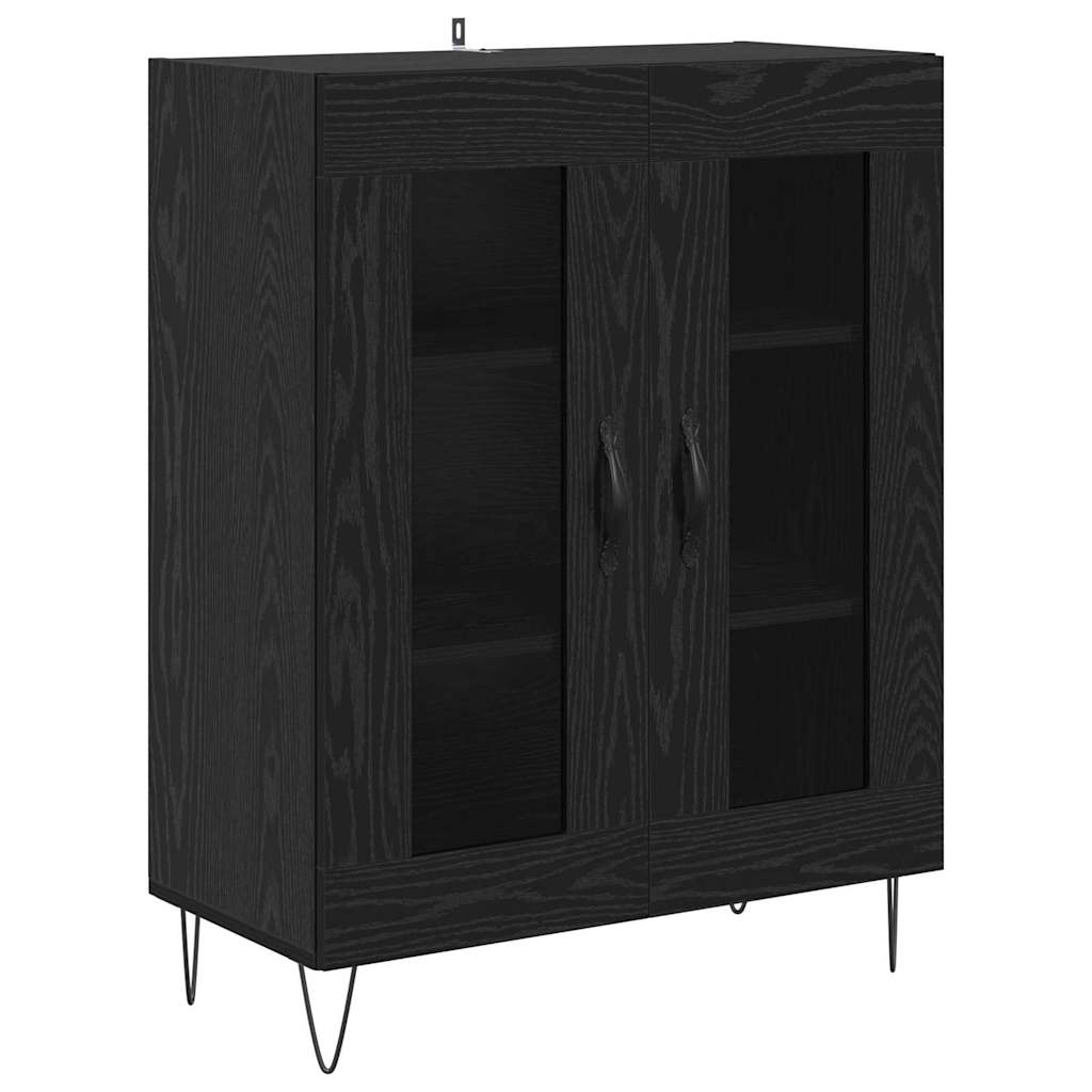 Bufet Stejar Negru 69,5 x 34 x 180 cm Lemn compozit — imaginea 7