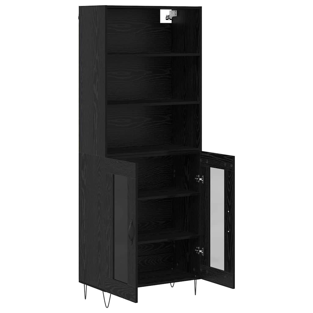 Bufet Stejar Negru 69,5 x 34 x 180 cm Lemn compozit — imaginea 8