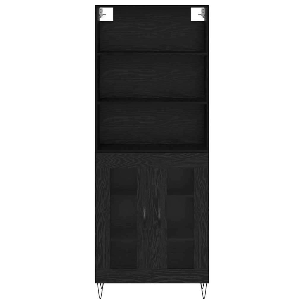 Bufet Stejar Negru 69,5 x 34 x 180 cm Lemn compozit — imaginea 9