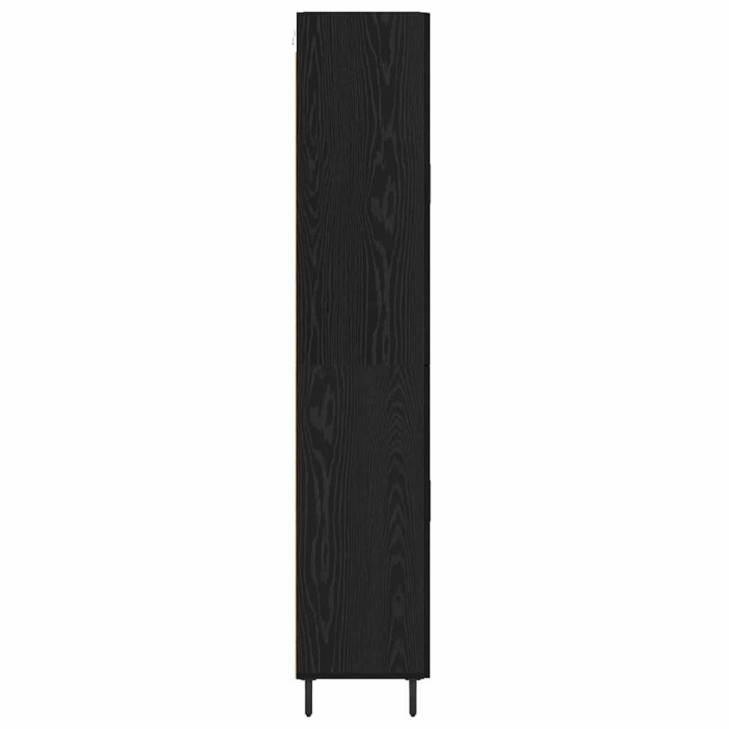 Bufet 2 pcs Stejar Negru Lemn Stratificat si Sticla — imaginea 10