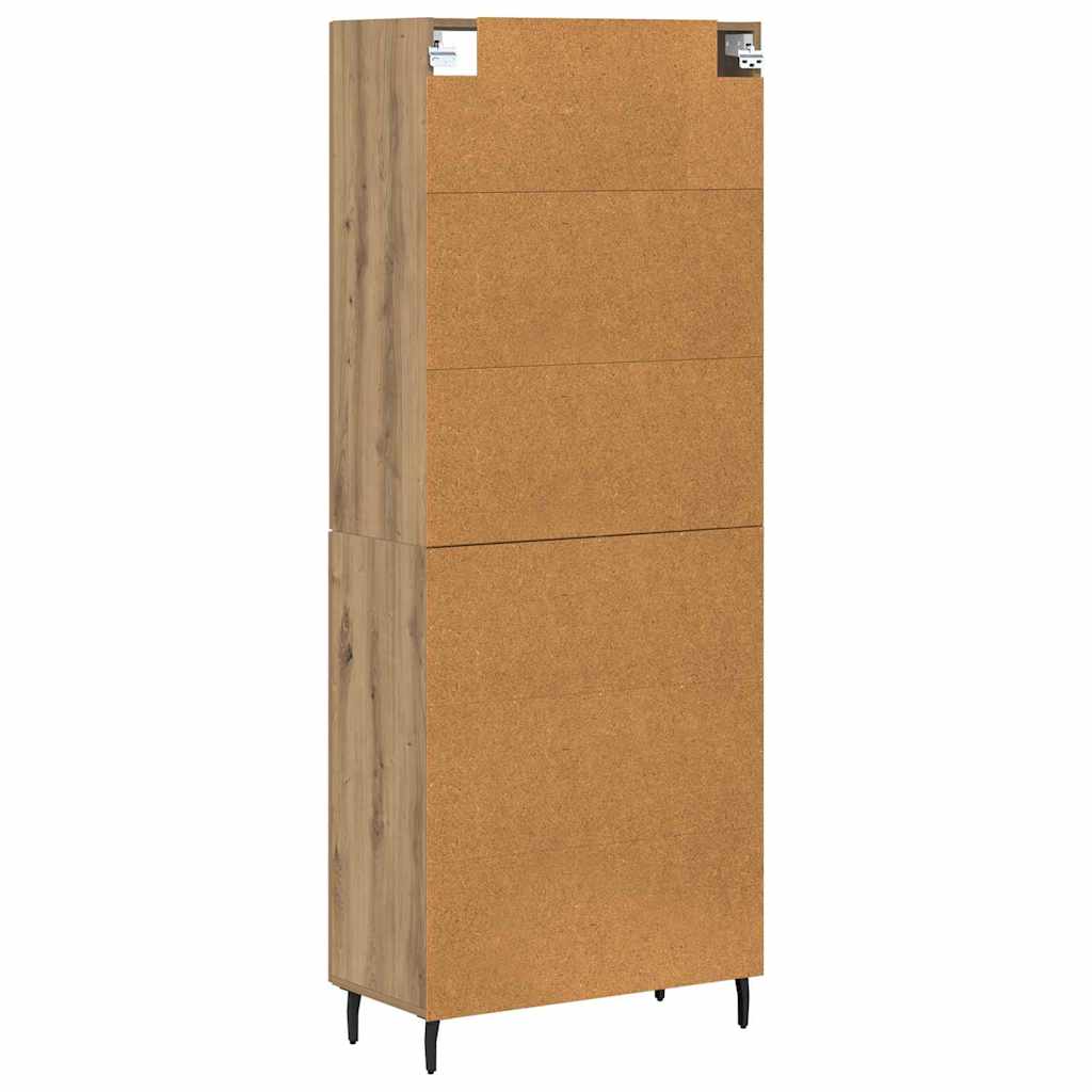 Bufet 2 pcs Stejar Artizanal Lemn Stratificat si Sticla — imaginea 3