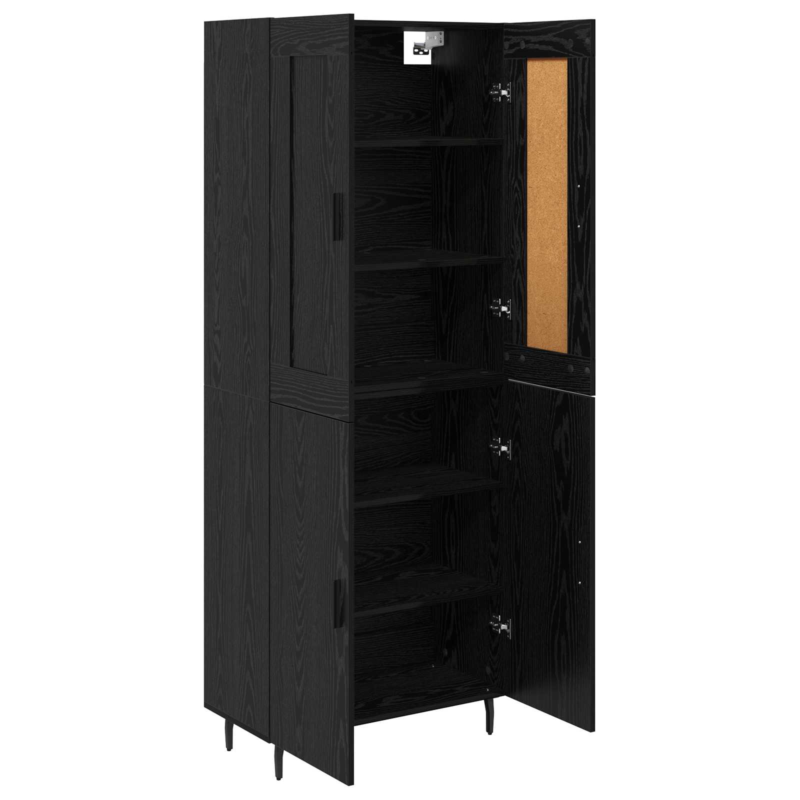 Bufet 2 pcs Stejar Negru Lemn Stratificat si Sticla — imaginea 5