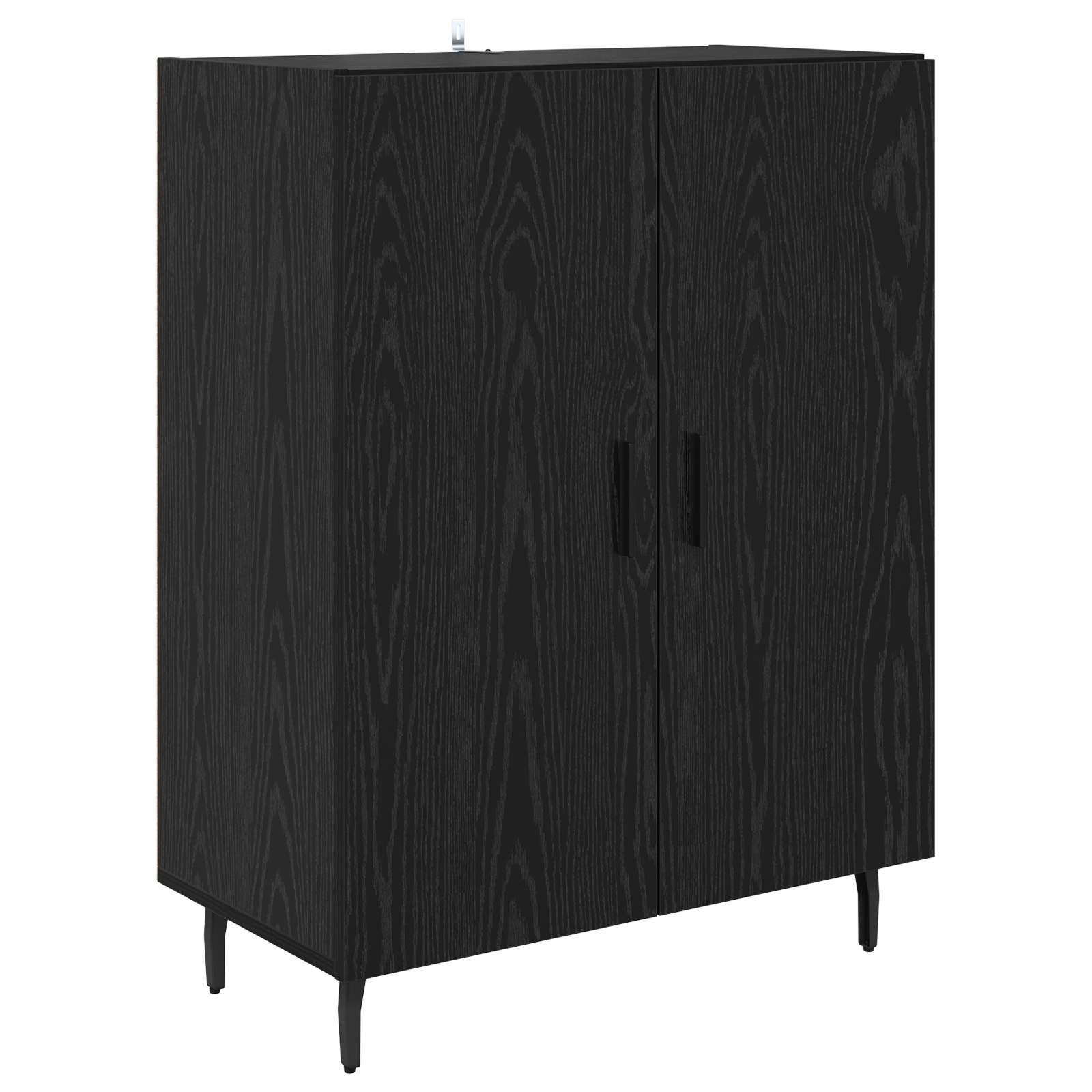 Bufet 2 pcs Stejar Negru Lemn Stratificat si Sticla — imaginea 6