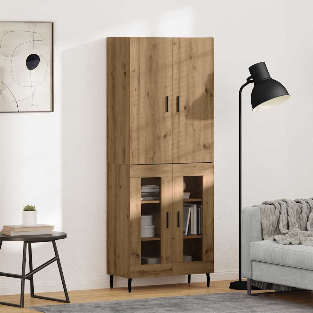 Bufet Lemn Vechi 69,5 x 34 x 180 cm Lemn Stratificat si Sticla — imaginea 2