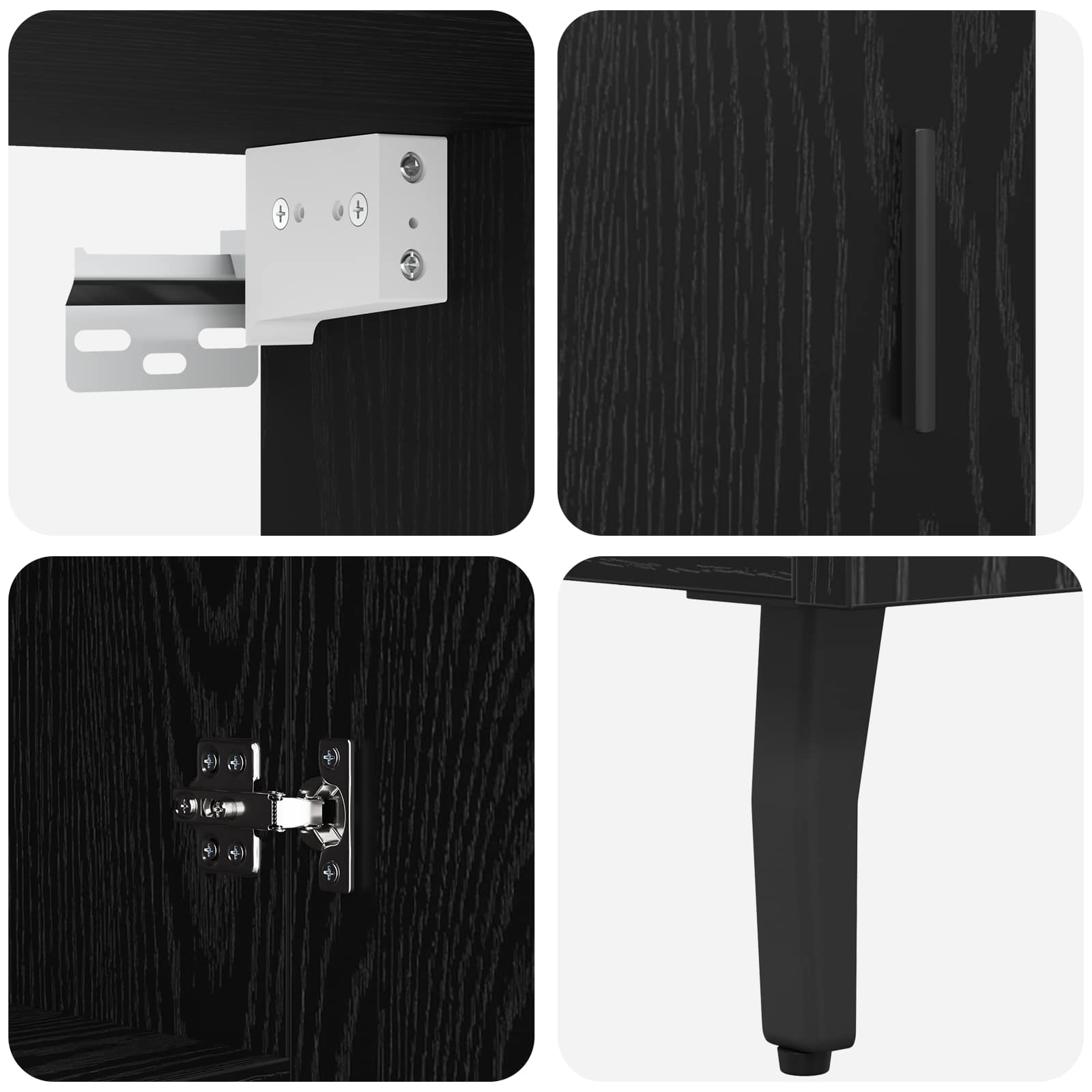 Bufet 2 pcs Stejar Negru Lemn Stratificat si Sticla — imaginea 11