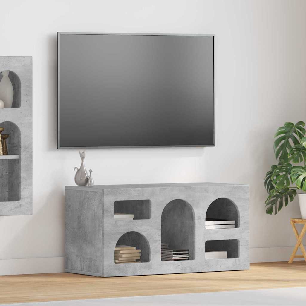 Cabinet TV Gri din beton 80 x 35 x 40 cm Lemn compozit — imaginea 2