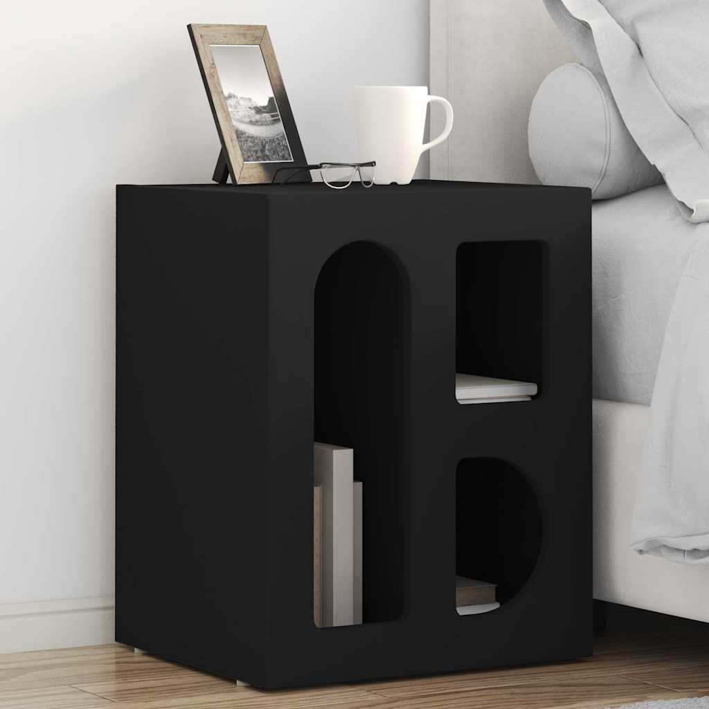 Noptiera Negru 40 x 35 x 50 cm Lemn compozit — imaginea 2