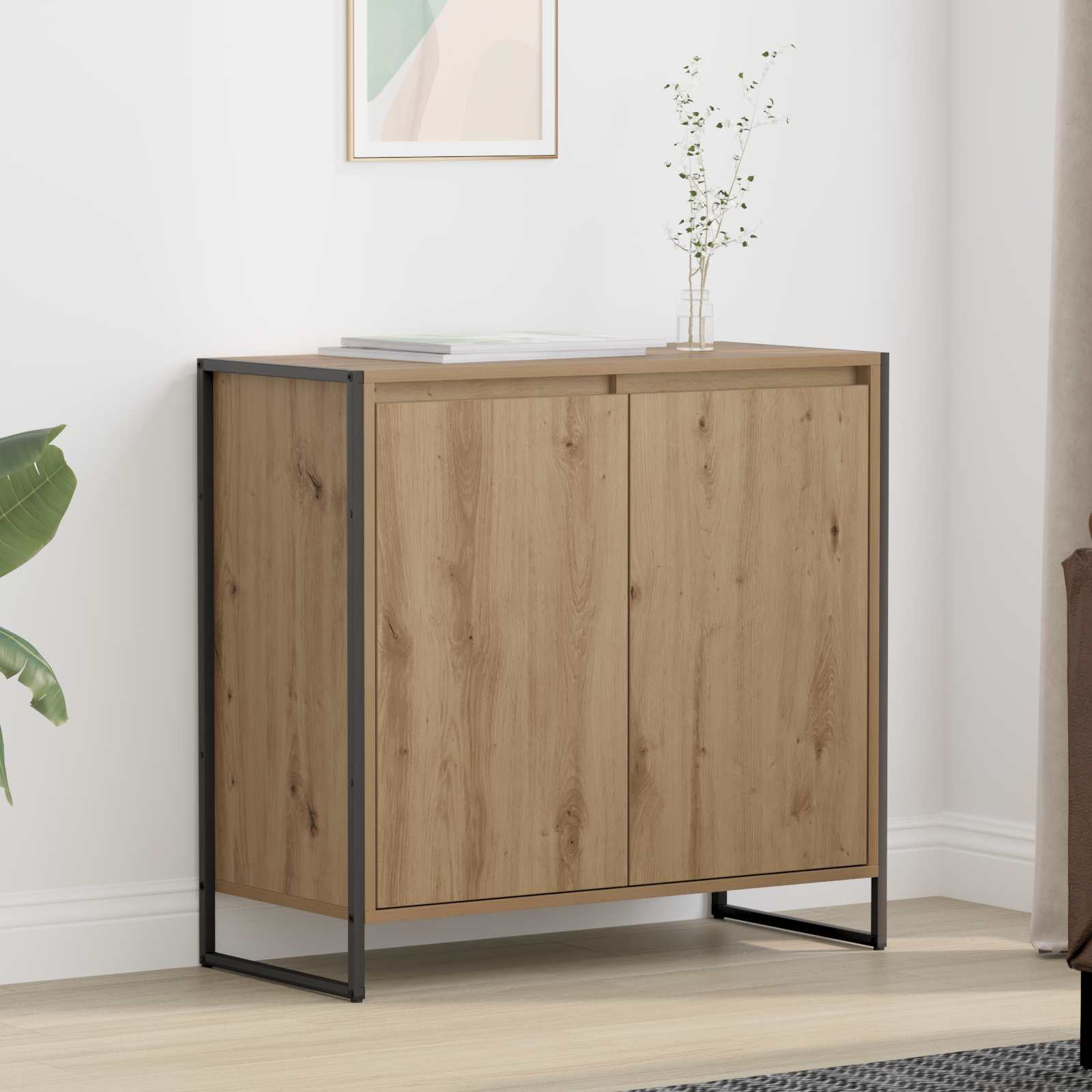 Dulap lateral Stejar artizanal 79 x 36 x 75 cm Lemn compozit — imaginea 2
