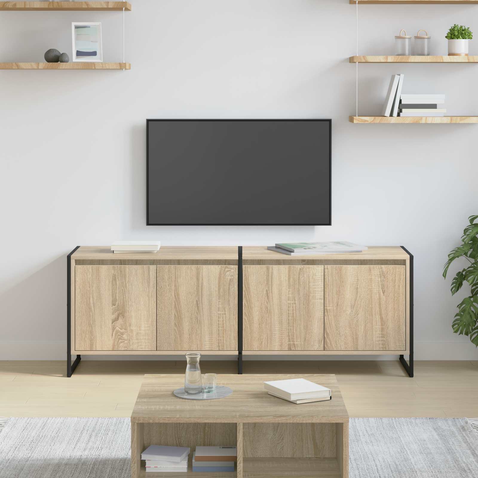 Cabinet TV Sonoma 140 x 36 x 49.5 cm Lemn compozit — imaginea 2