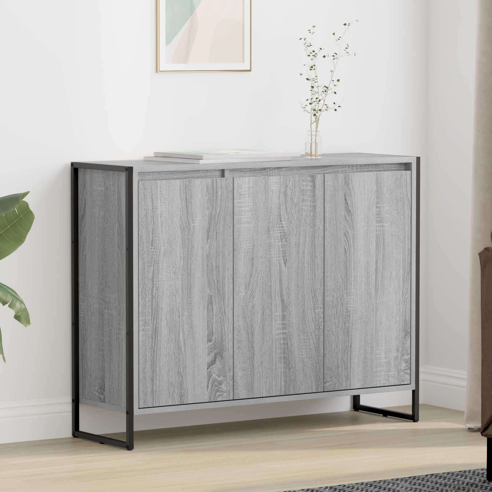 Dulap lateral Gri Sonoma 96,5 x 30 x 75 cm Lemn compozit — imaginea 2