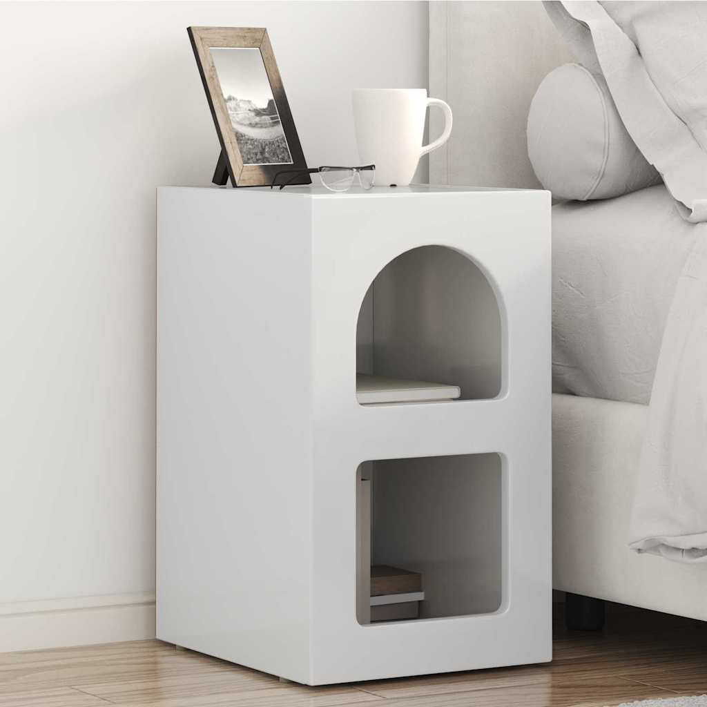 Noptiera 2 pcs Alb lucios 29.5 x 35 x 50 cm Lemn compozit — imaginea 2