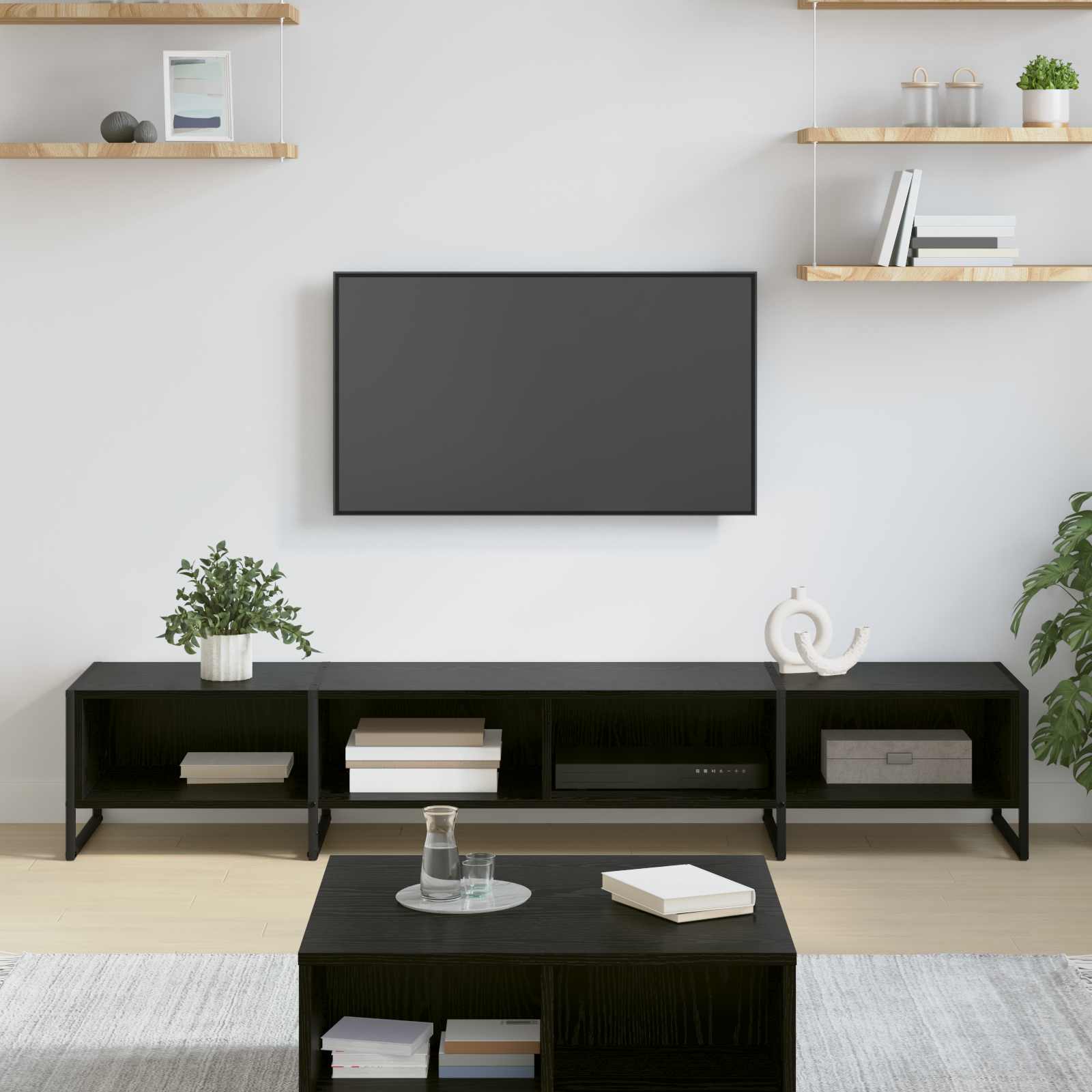 Cabinet TV Stejar Negru 170.5 x 36 x 30.5 cm Lemn compozit — imaginea 2