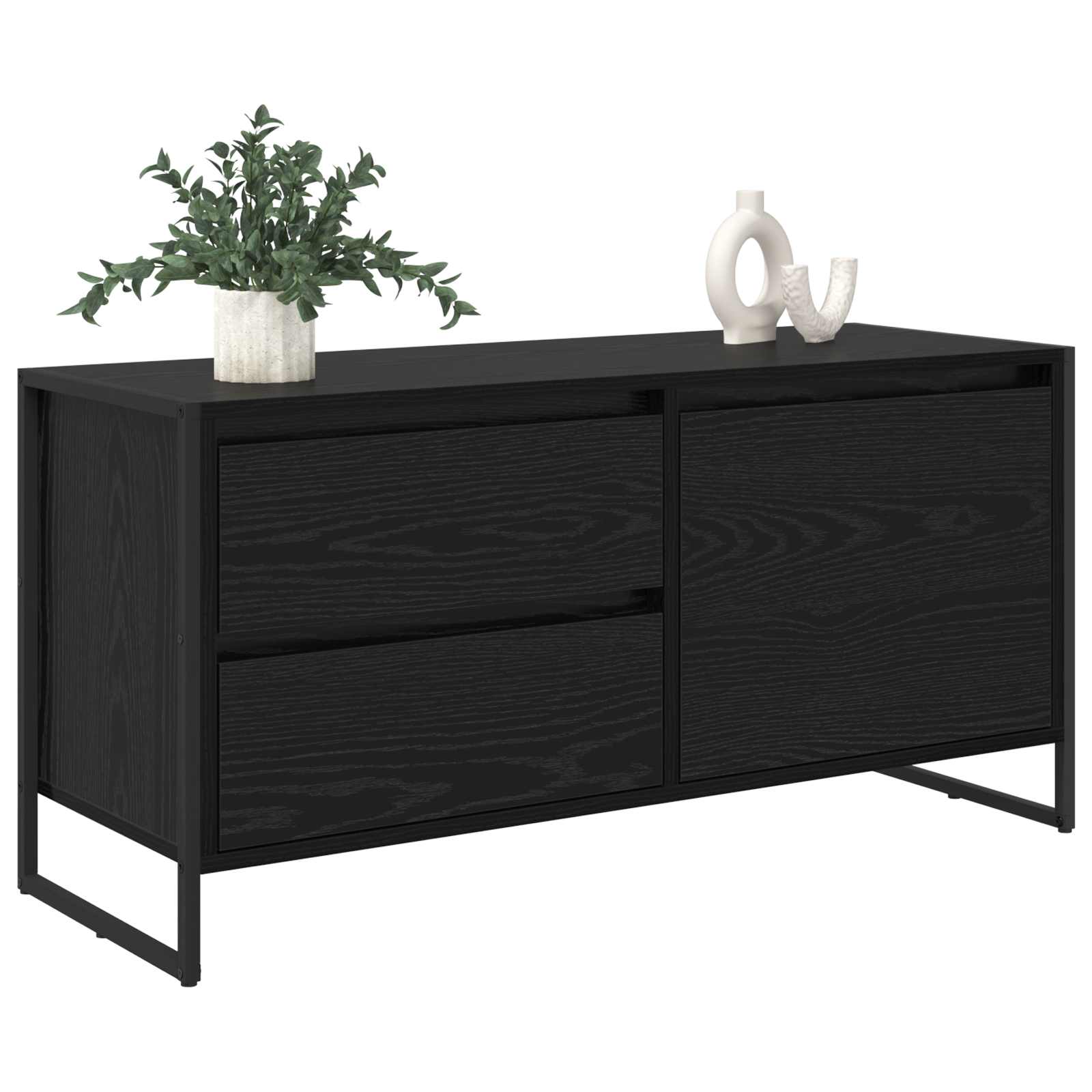 Cabinet TV Stejar Negru 100 x 36 x 49.5 cm Lemn compozit — imaginea 3