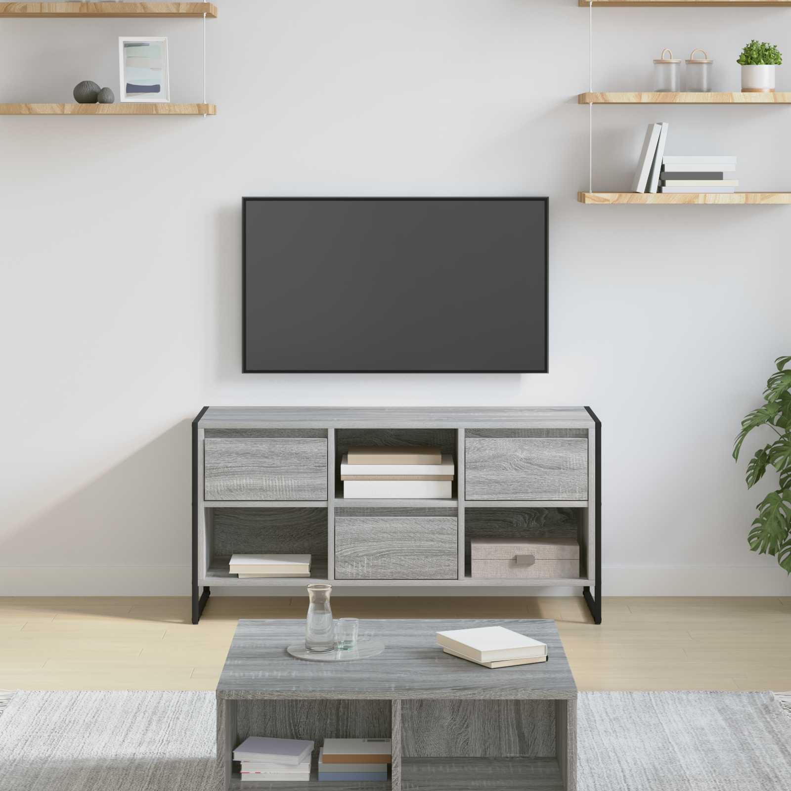 Cabinet TV Gri Sonoma 100 x 36 x 49,5 cm Lemn compozit — imaginea 2
