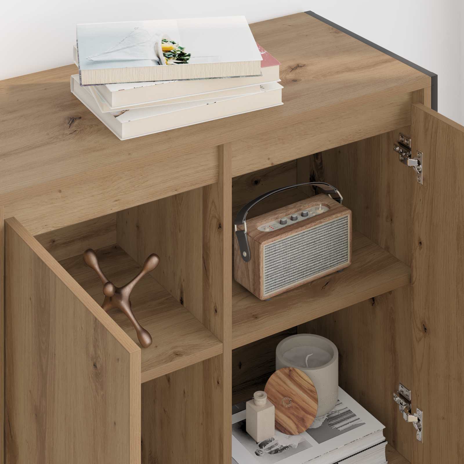 Dulap lateral Stejar artizanal 79 x 36 x 75 cm Lemn compozit — imaginea 4