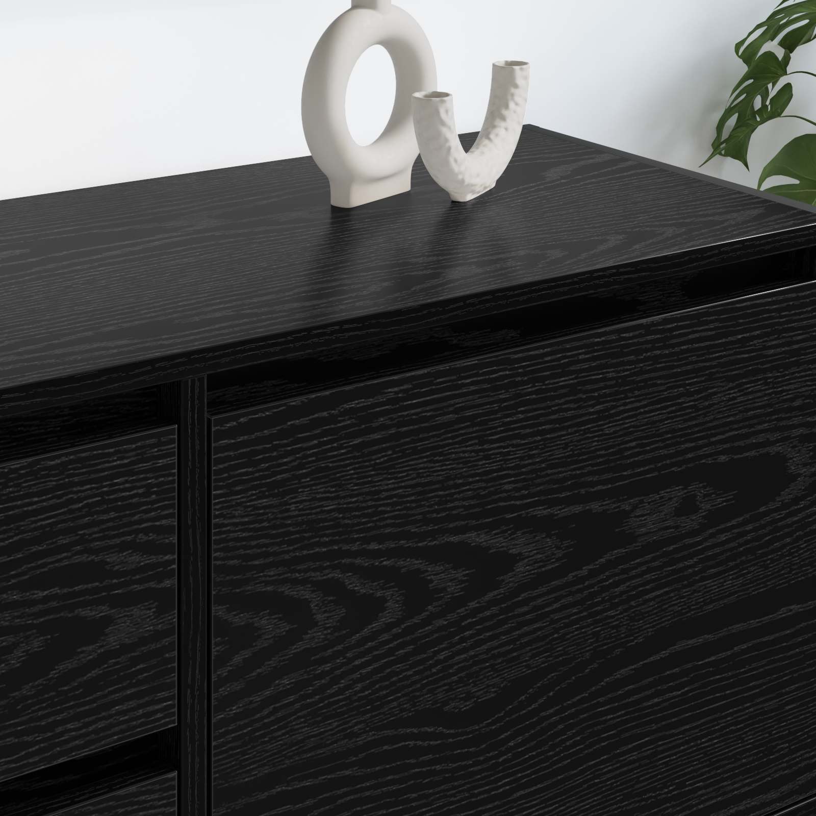 Cabinet TV Stejar Negru 100 x 36 x 49.5 cm Lemn compozit — imaginea 4
