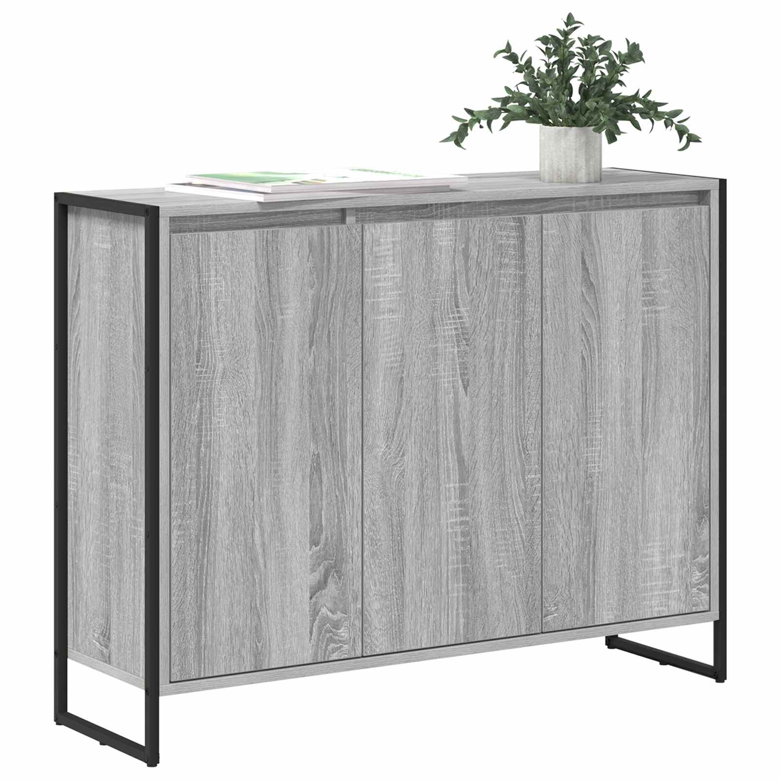 Dulap lateral Gri Sonoma 96,5 x 30 x 75 cm Lemn compozit — imaginea 3