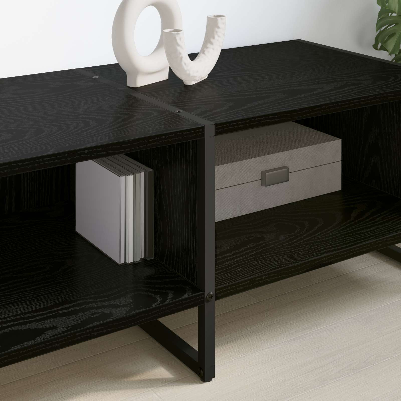 Cabinet TV Stejar Negru 170.5 x 36 x 30.5 cm Lemn compozit — imaginea 4