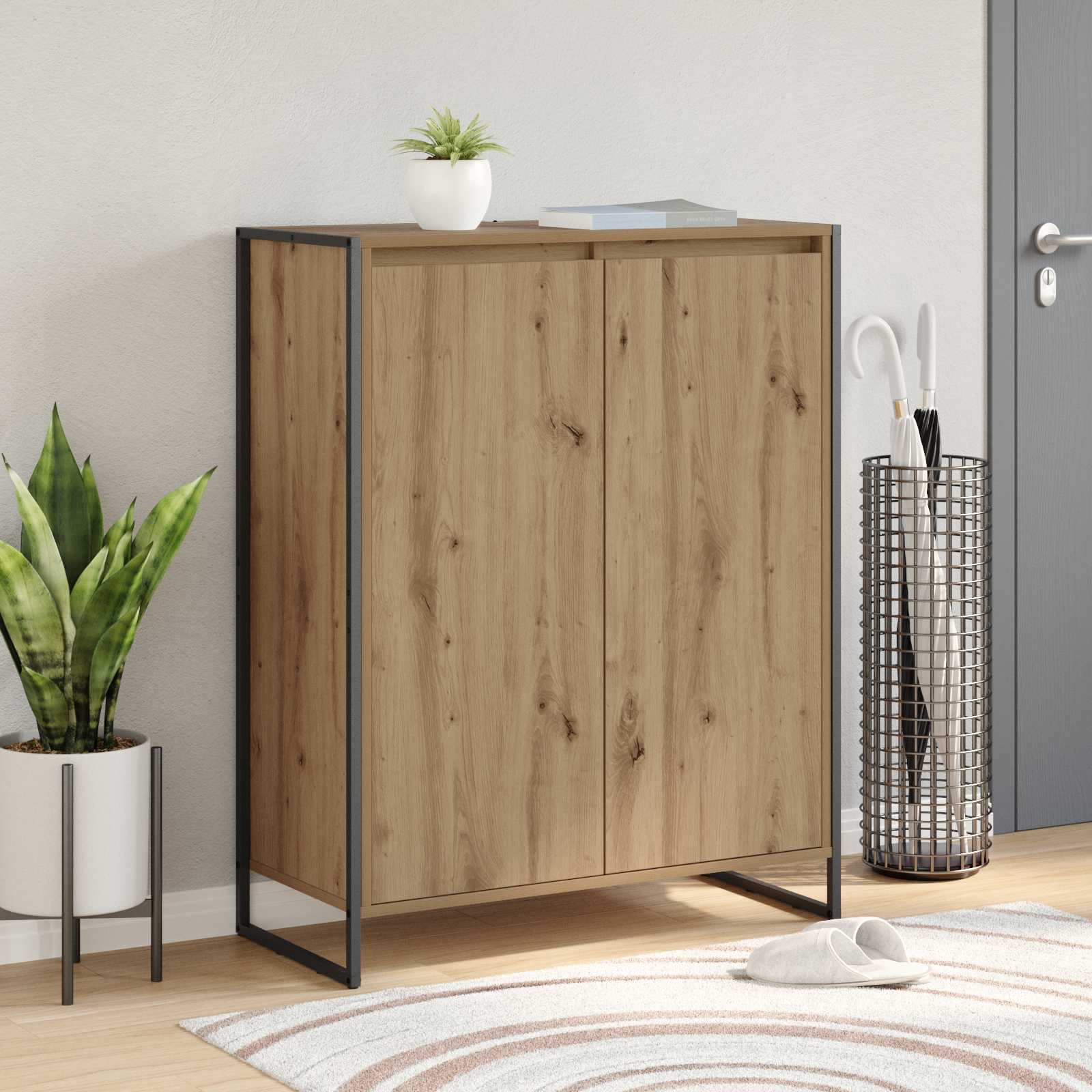 Dulap pentru pantofi cu usa Stejar artizanal 79 x 36 x 100 cm — imaginea 2