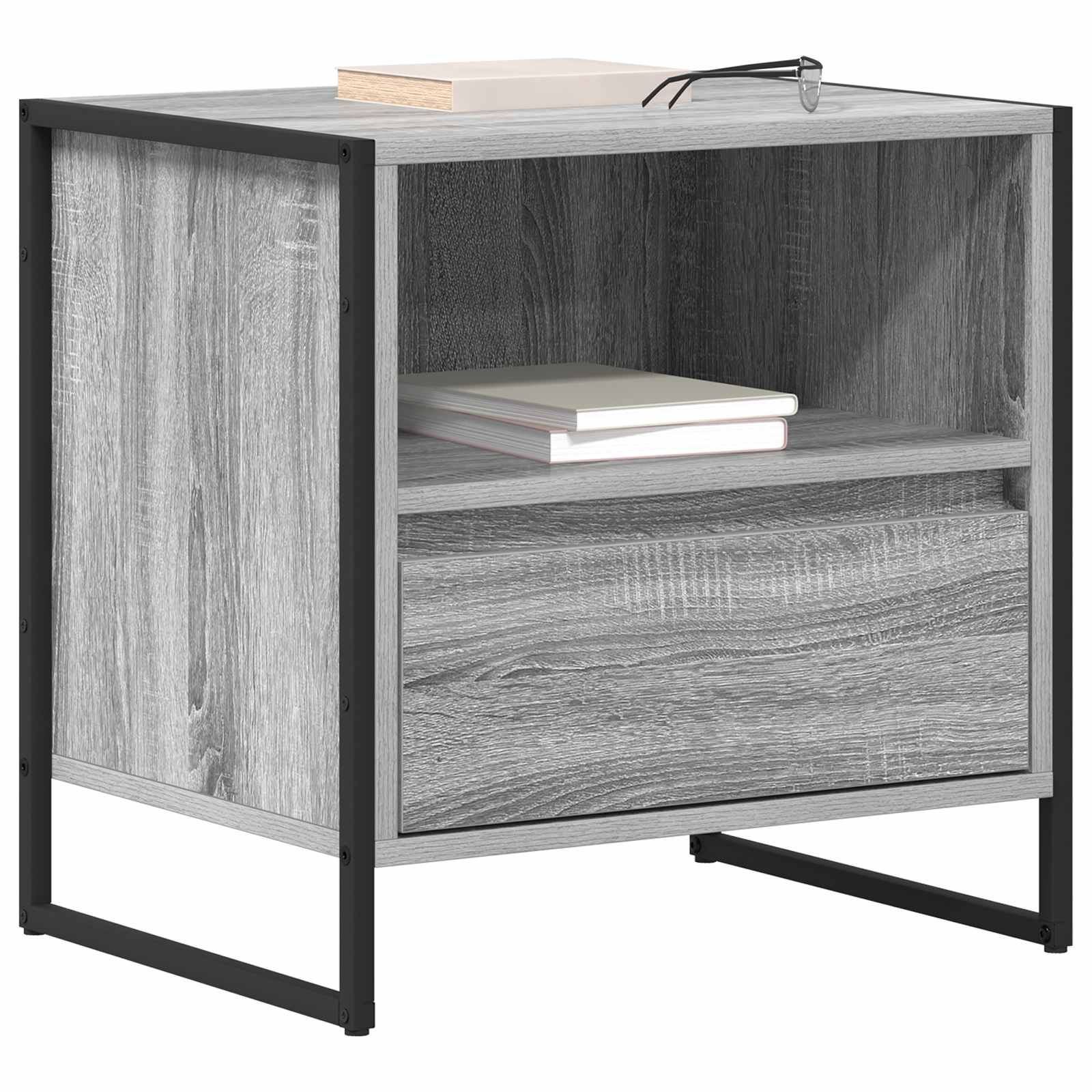 Noptiera cu sertar Gri Sonoma 50 x 39,5 x 50 cm Lemn compozit — imaginea 3