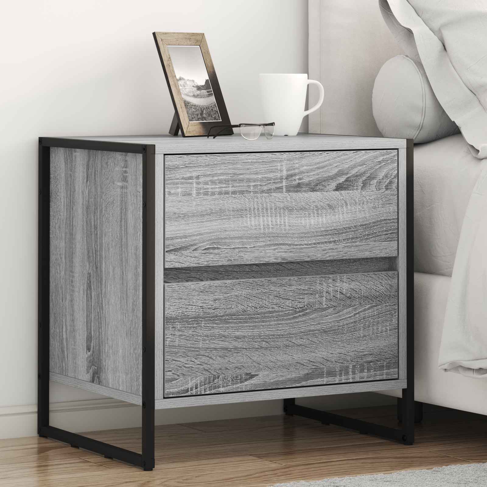Noptiera 2 pcs Gri Sonoma 50 x 39.5 x 50 cm Lemn compozit — imaginea 2
