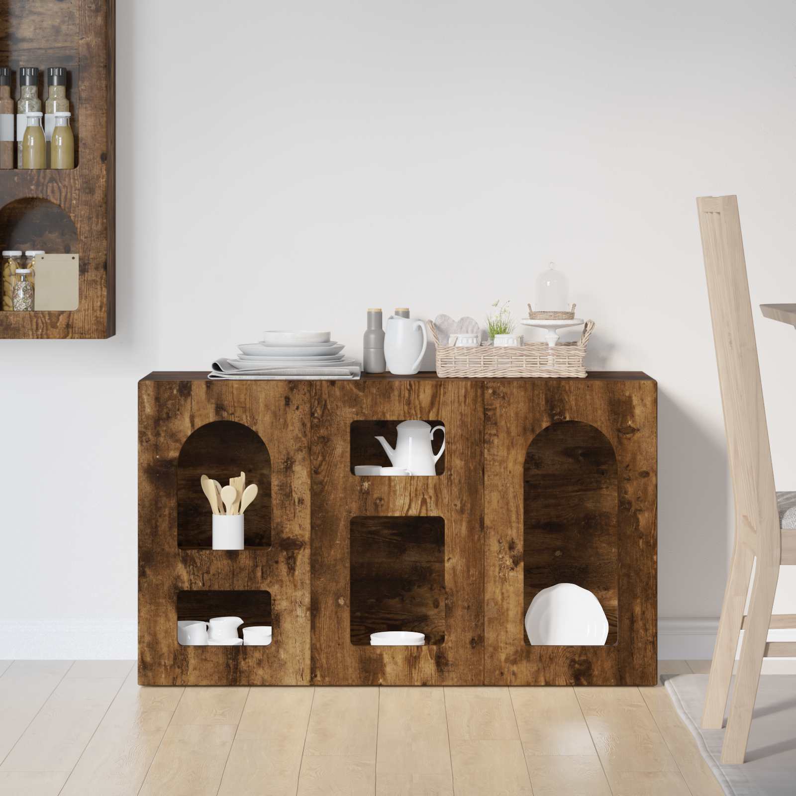 Bufet Stejar fumuriu 100 x 35 x 59 cm Lemn compozit — imaginea 4