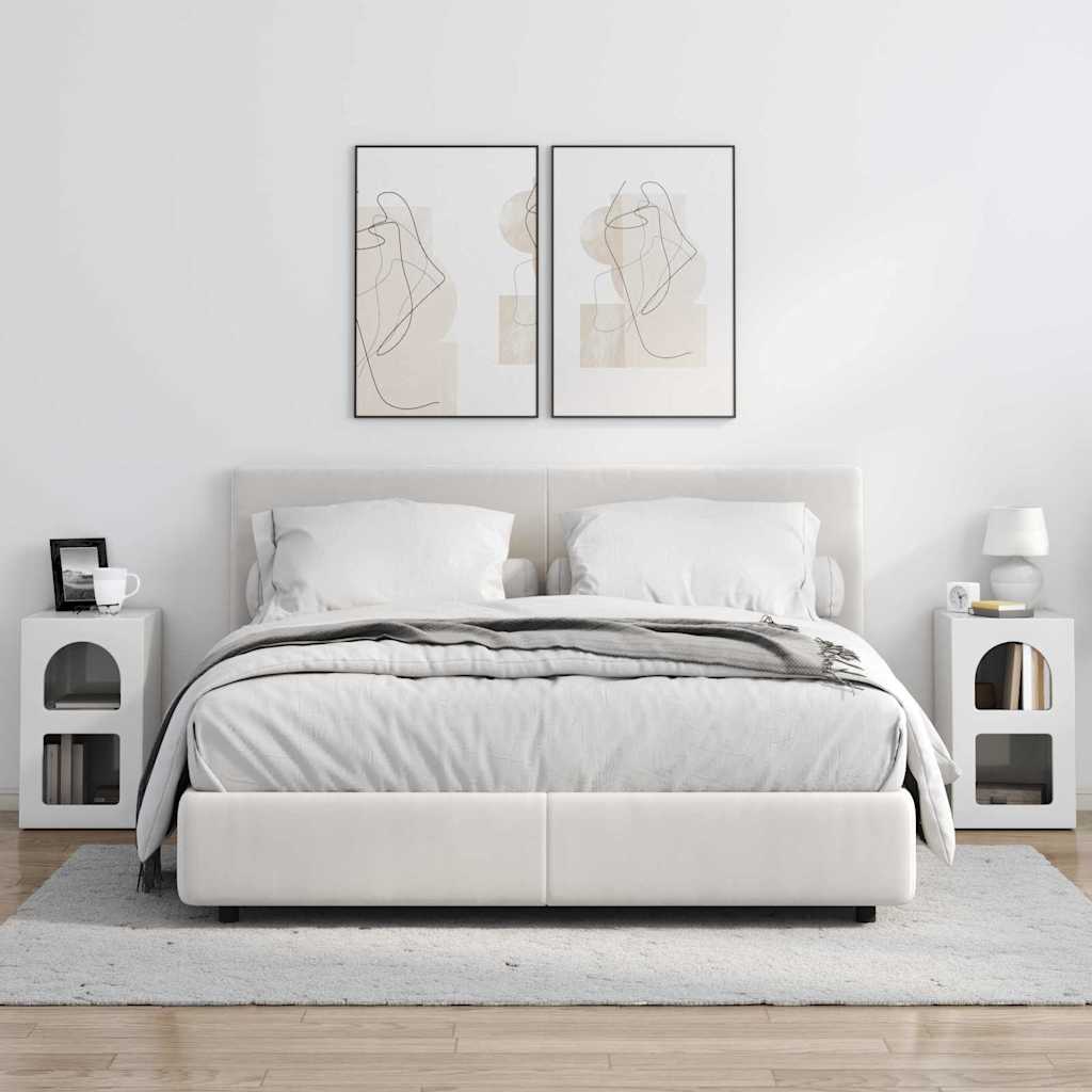 Noptiera 2 pcs Alb lucios 29.5 x 35 x 50 cm Lemn compozit — imaginea 5