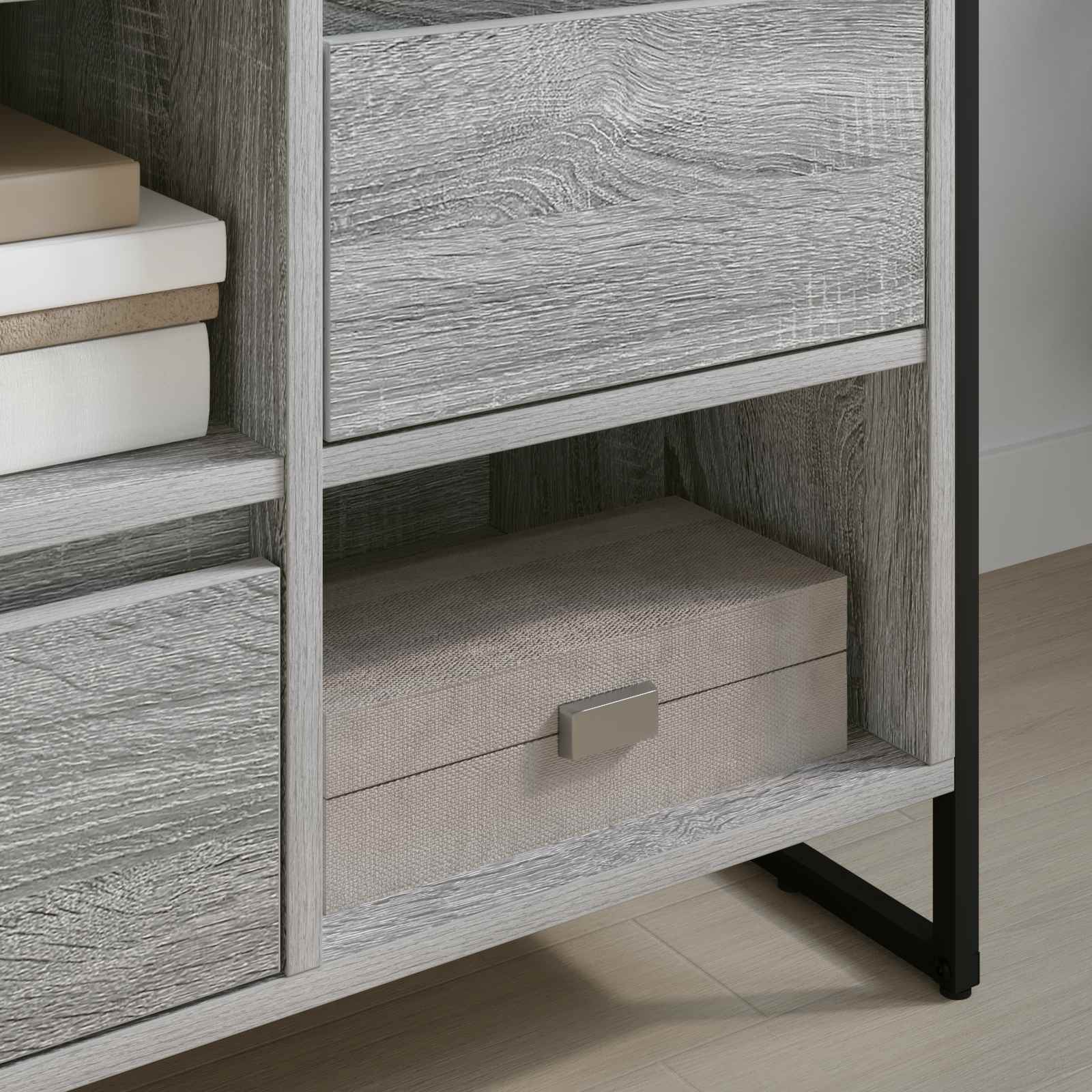 Cabinet TV Gri Sonoma 100 x 36 x 49,5 cm Lemn compozit — imaginea 4