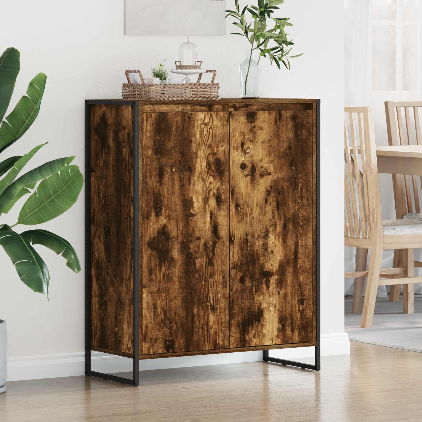 Dulap pentru pantofi cu usa Stejar fumuriu 79 x 36 x 100 cm — imaginea 4