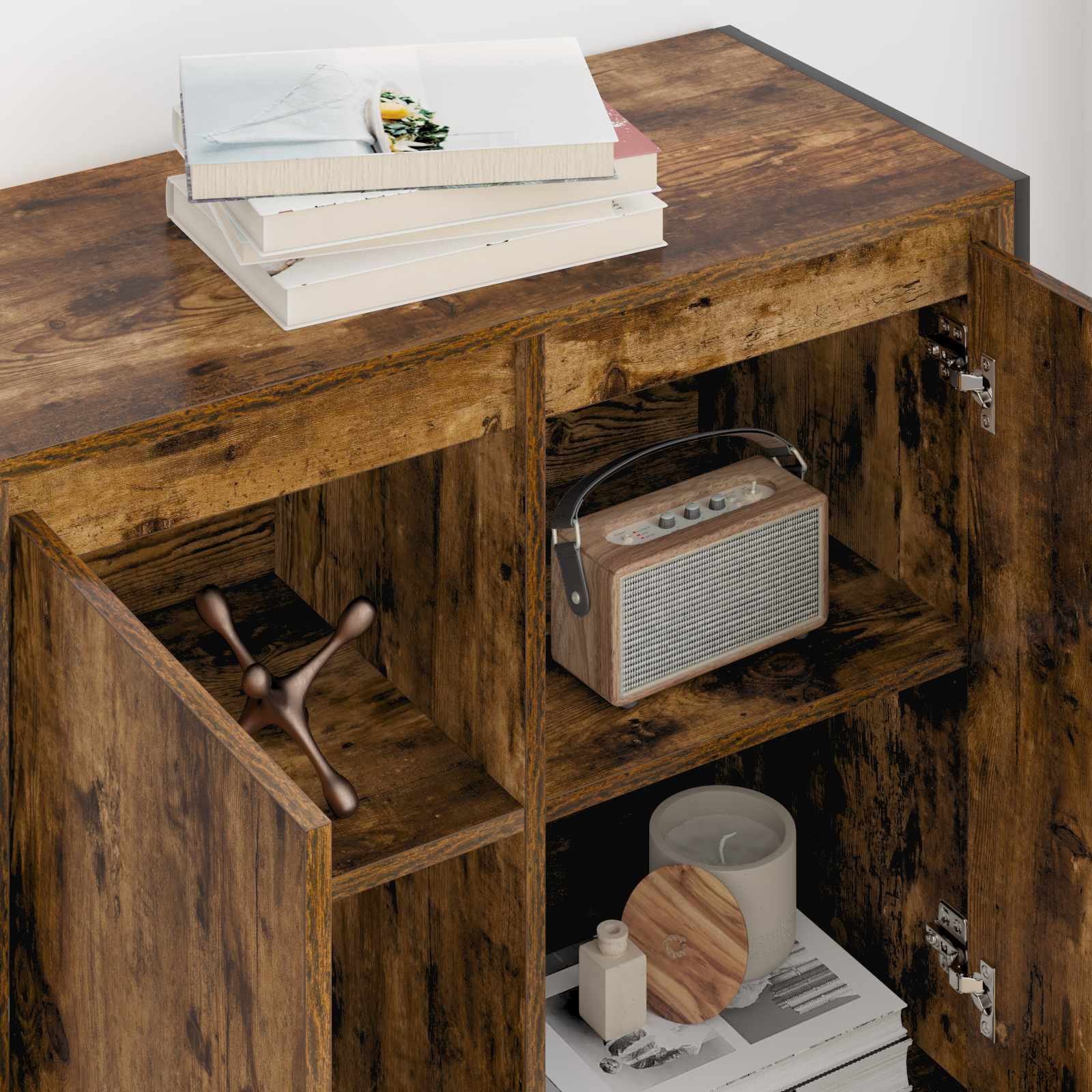 Dulap lateral Stejar fumuriu 79 x 36 x 75 cm Lemn compozit — imaginea 4