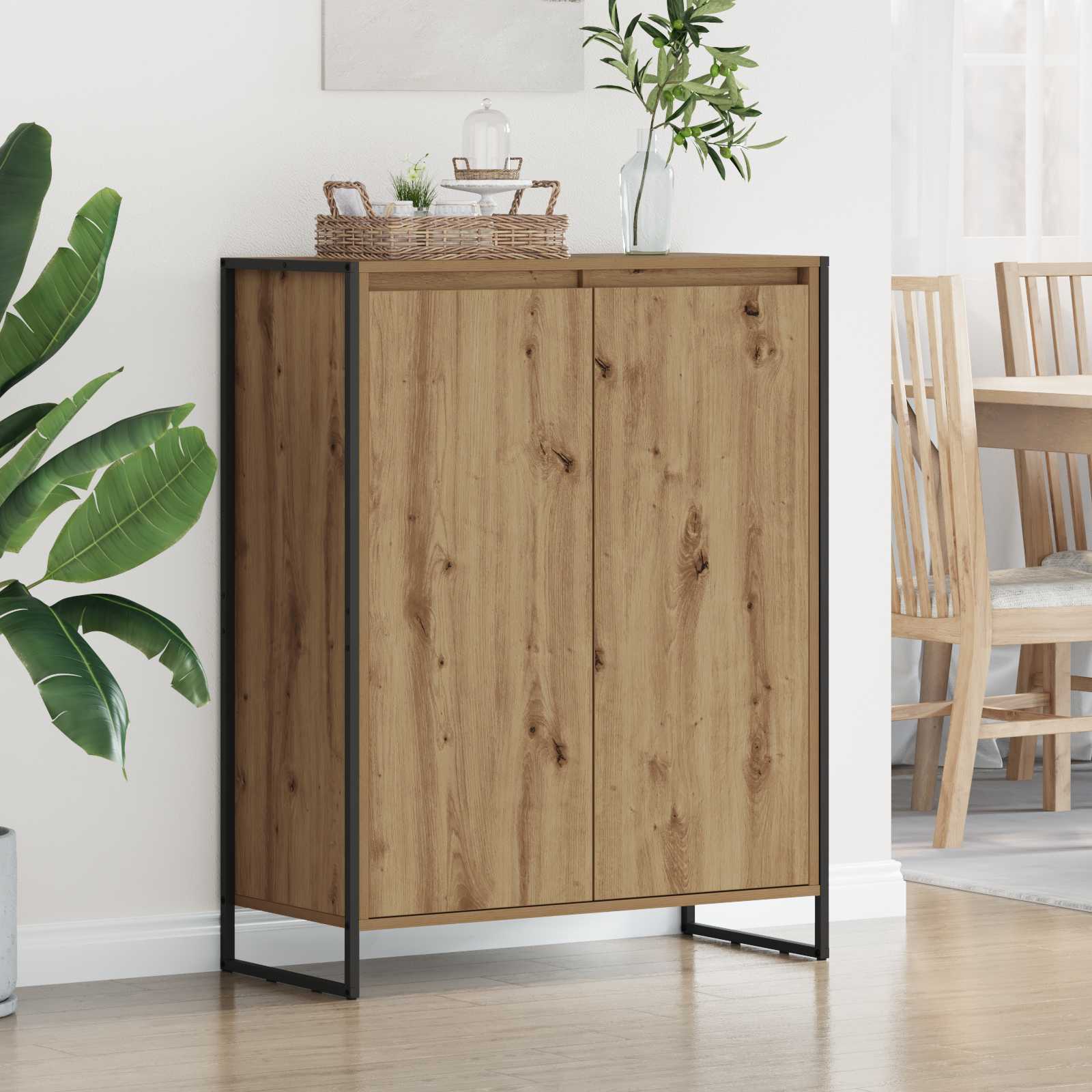 Dulap pentru pantofi cu usa Stejar artizanal 79 x 36 x 100 cm — imaginea 4