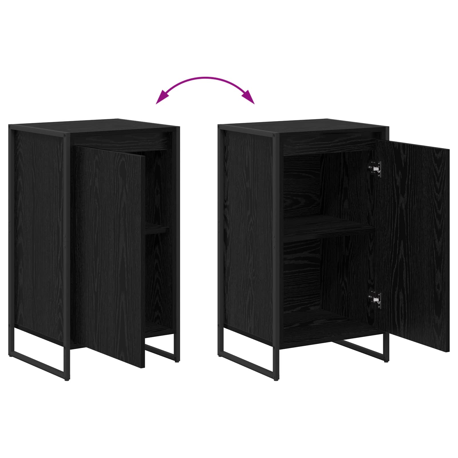 Bufet Stejar Negru 43 x 36 x 75,5 cm Lemn compozit — imaginea 11