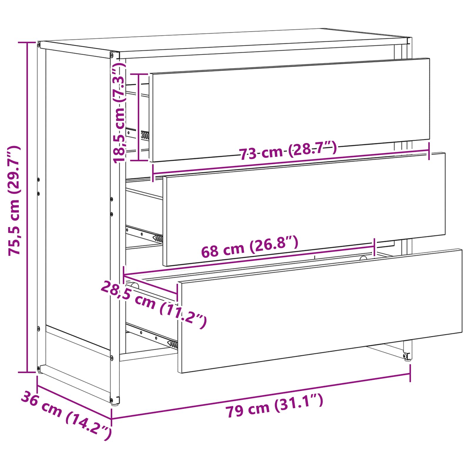 Bufet cu sertar Sonoma 79 x 36 x 75.5 cm Lemn compozit — imaginea 13