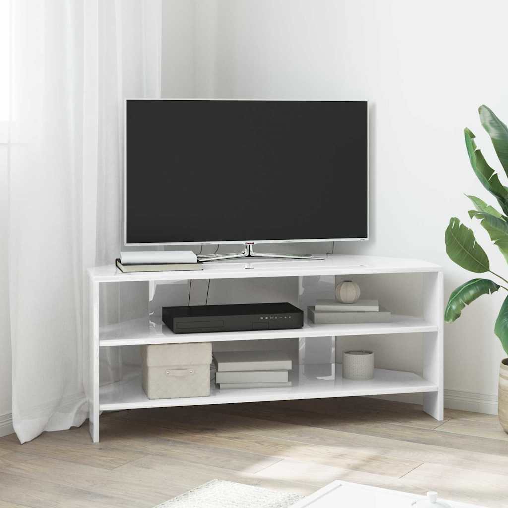 DulapdecoltpentruTV Alb lucios 102x40,5x45cm Lemn compozit — imaginea 2