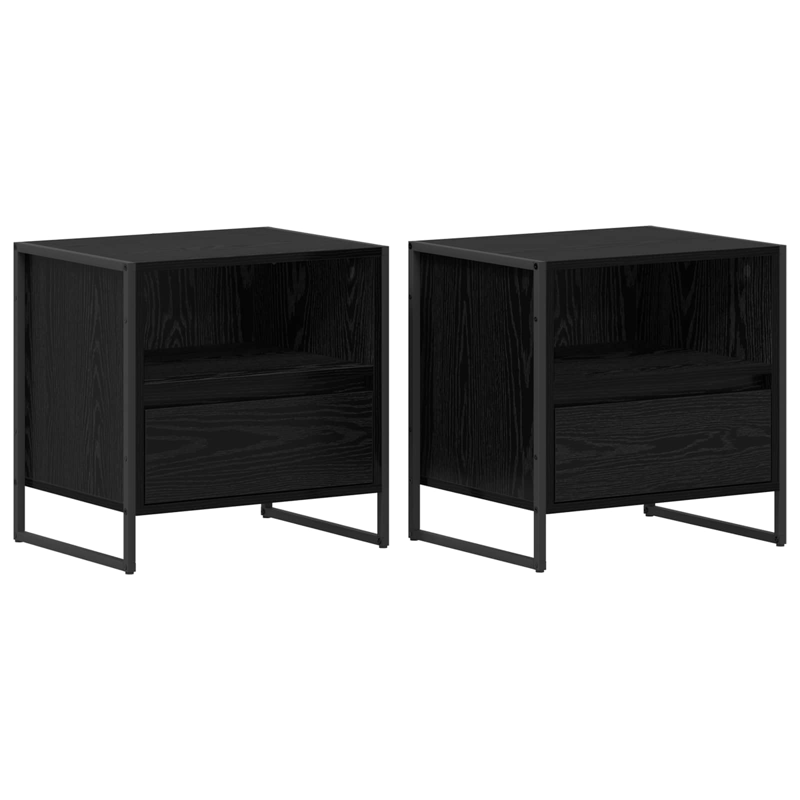Noptiera 2 pcs Stejar Negru 50 x 39,5 x 50 cm Lemn compozit