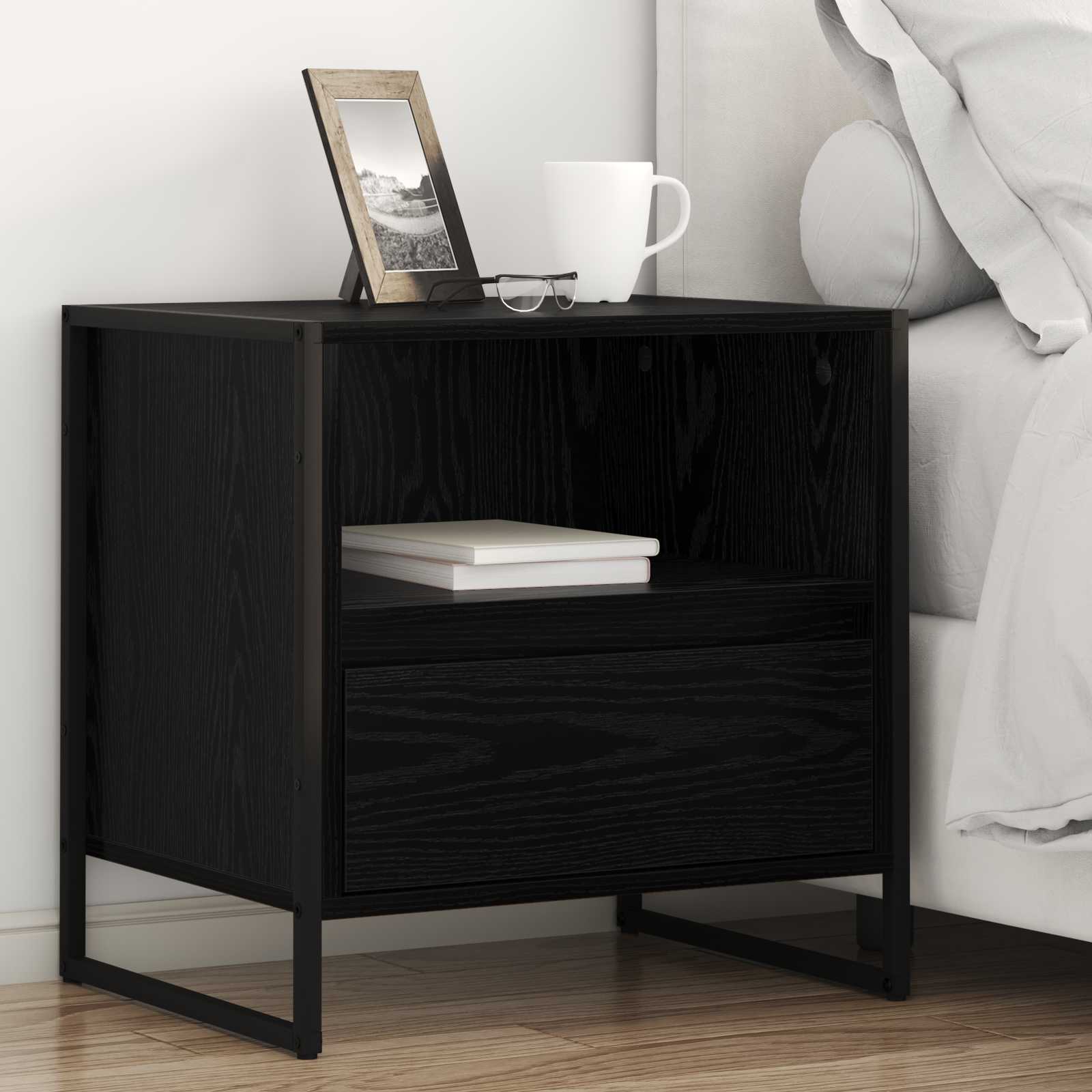 Noptiera 2 pcs Stejar Negru 50 x 39,5 x 50 cm Lemn compozit — imaginea 2