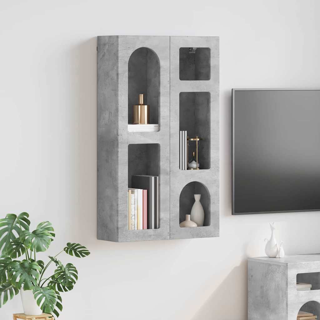 Dulap suspendat Gri din beton 59 x 20 x 100 cm Lemn compozit — imaginea 2