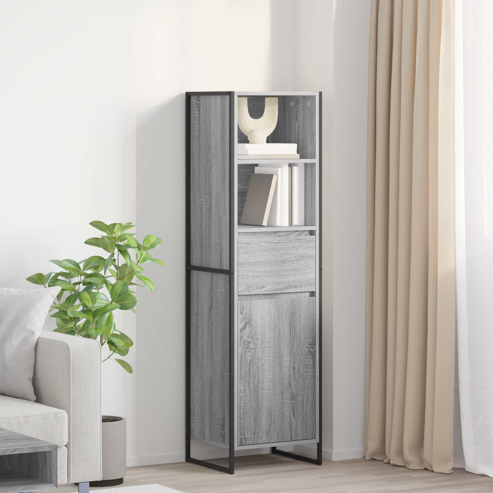 Dulap pentru carti Gri Sonoma 43 x 36 x 150.5 cm Lemn compozit — imaginea 2