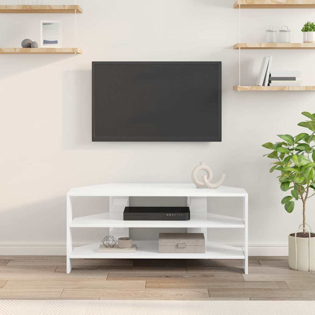 DulapdecoltpentruTV Alb lucios 102x40,5x45cm Lemn compozit — imaginea 5