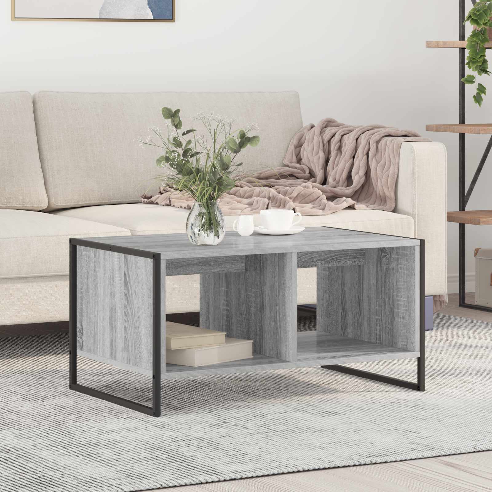 Masa de cafea Gri Sonoma 80 x 50 x 40 cm Lemn compozit — imaginea 2