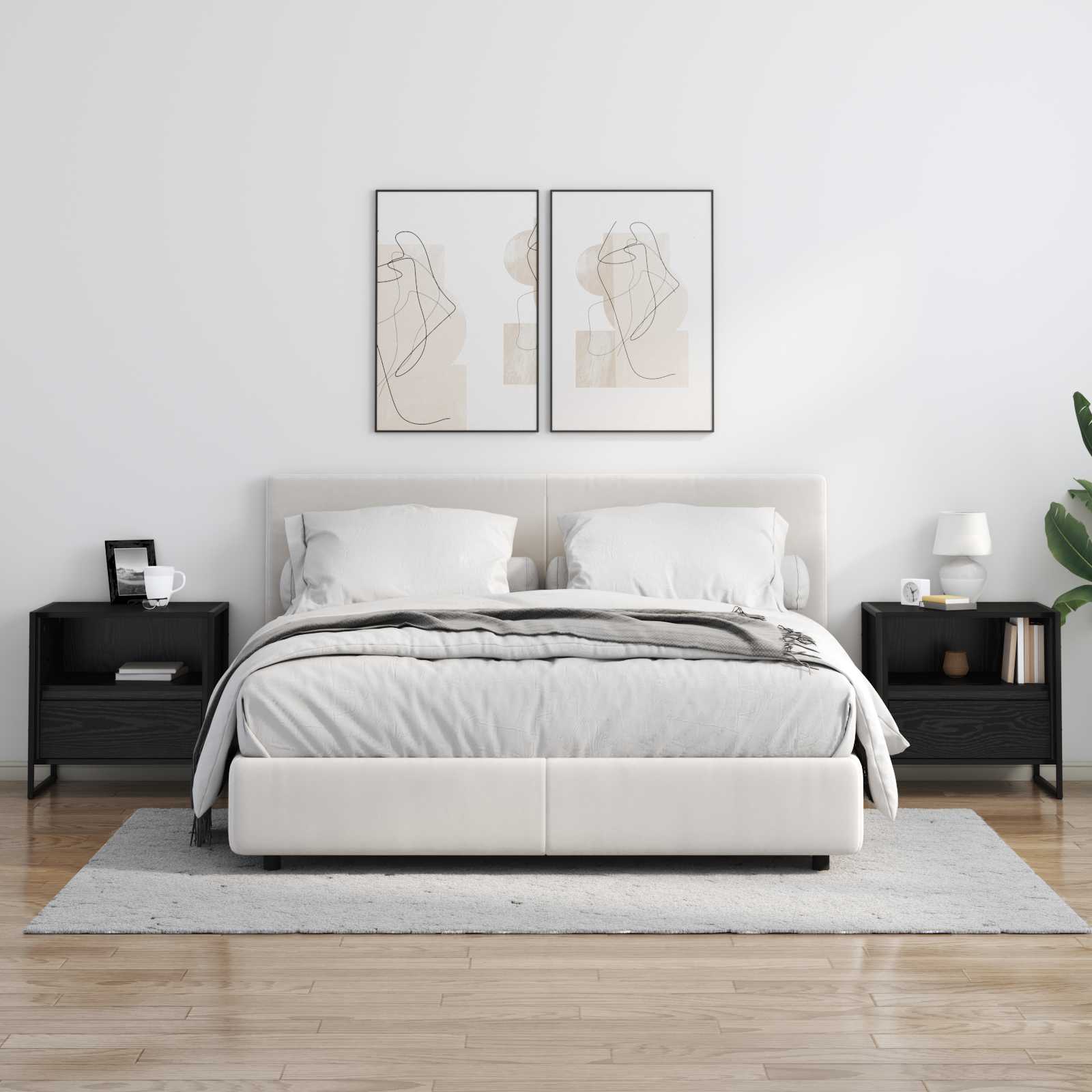 Noptiera 2 pcs Stejar Negru 50 x 39,5 x 50 cm Lemn compozit — imaginea 4