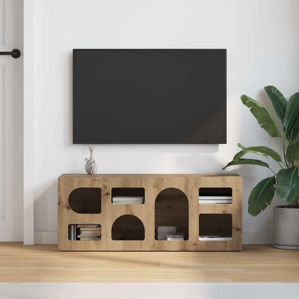 Cabinet TV Stejar Artizanal 100 x 35 x 40 cm Lemn compozit — imaginea 5
