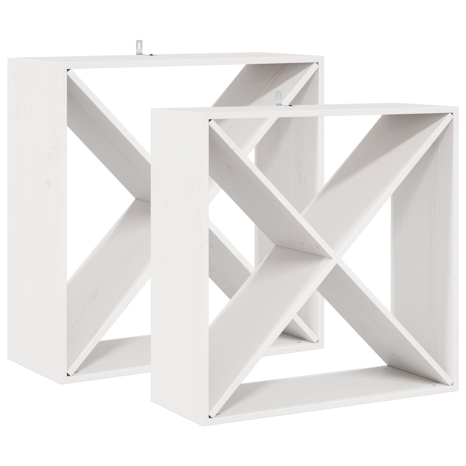 Raft pentru vin 2 pcs Alb 62 x 25 x 62 cm Lemn de pin masiv