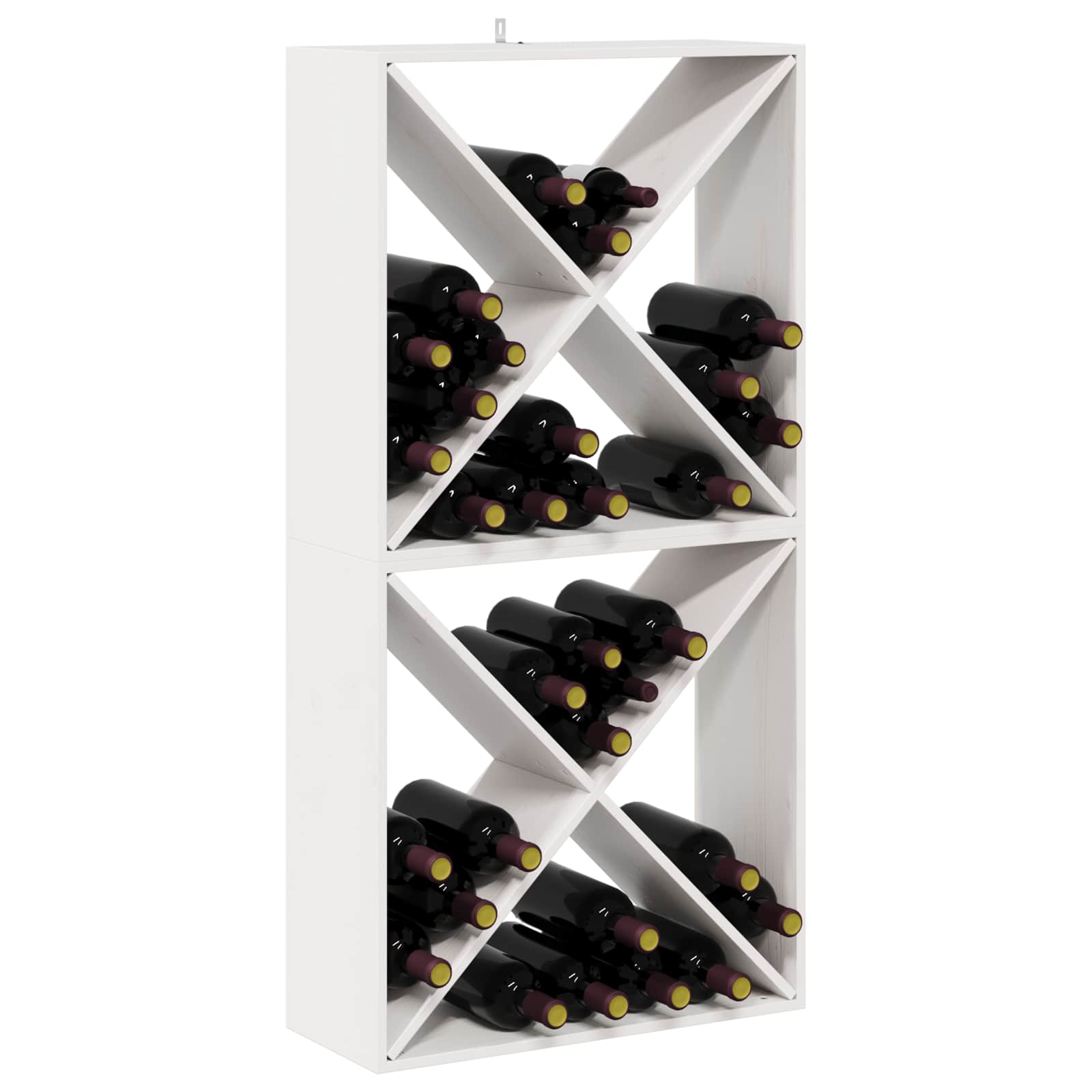 Raft pentru vin 2 pcs Alb 62 x 25 x 62 cm Lemn de pin masiv — imaginea 3