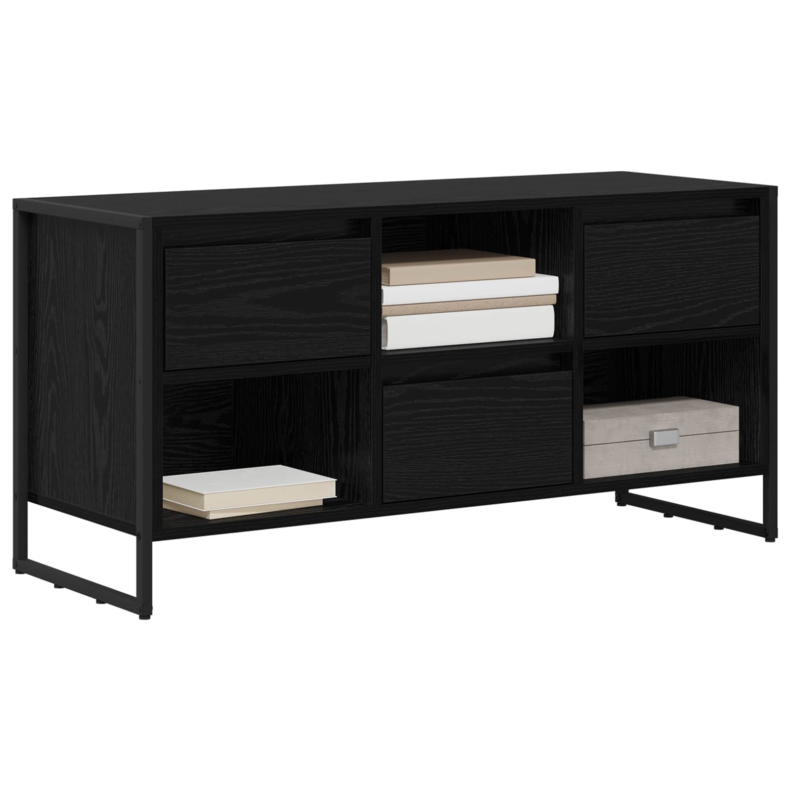 Cabinet TV Stejar Negru 100 x 36 x 49,5 cm Lemn compozit — imaginea 3