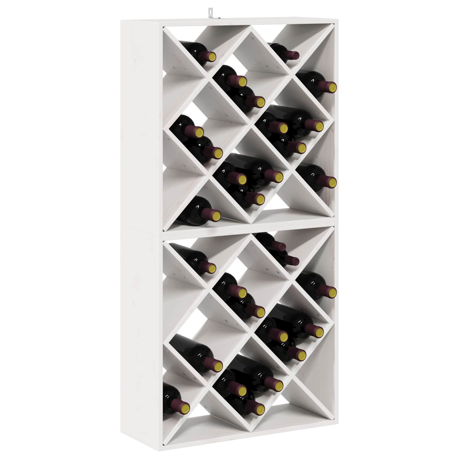 Raft pentru vin 2 pcs Alb 62 x 25 x 62 cm Lemn de pin masiv — imaginea 3