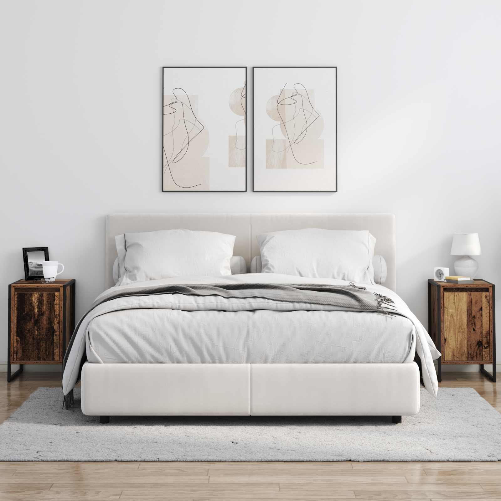 Noptiera 2 pcs Lemn Vechi 39,5 x 30 x 50 cm Lemn compozit — imaginea 4