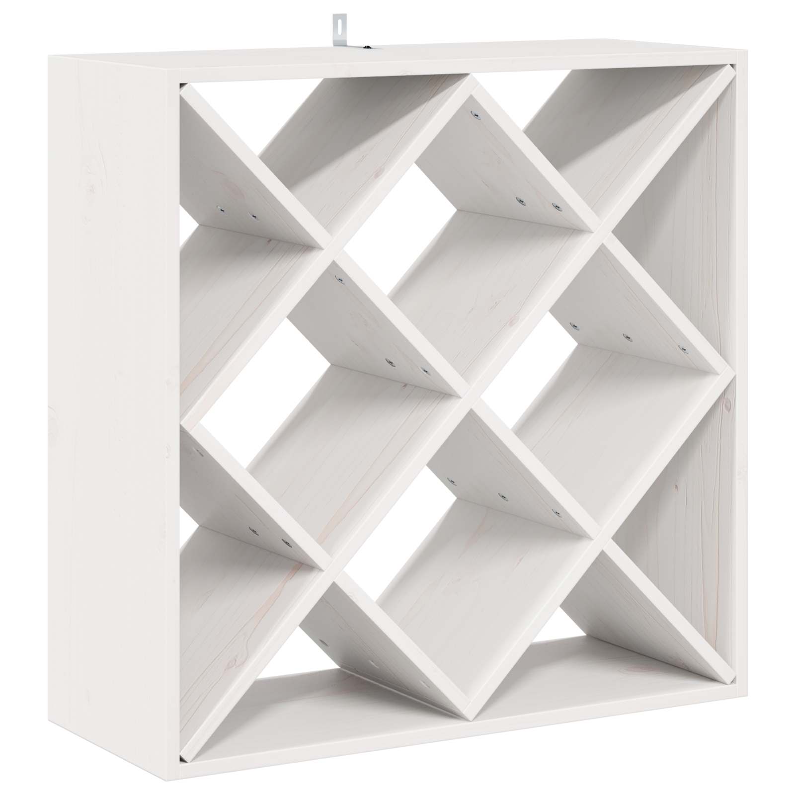 Raft pentru vin 2 pcs Alb 62 x 25 x 62 cm Lemn de pin masiv — imaginea 5