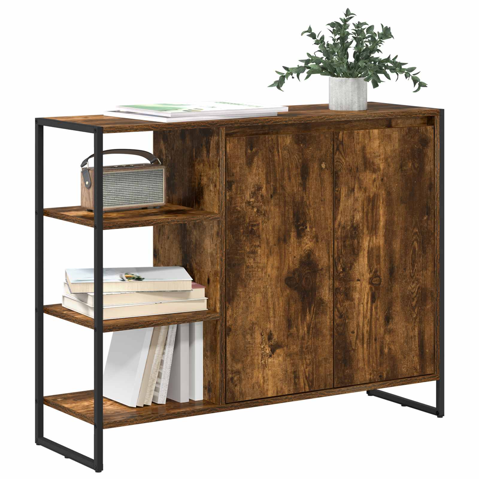Dulap lateral Stejar fumuriu 96.5 x 30 x 75 cm Lemn compozit — imaginea 3