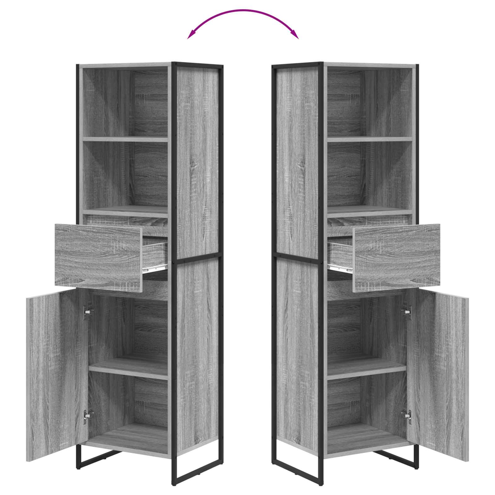 Dulap pentru carti Gri Sonoma 43 x 36 x 150.5 cm Lemn compozit — imaginea 11